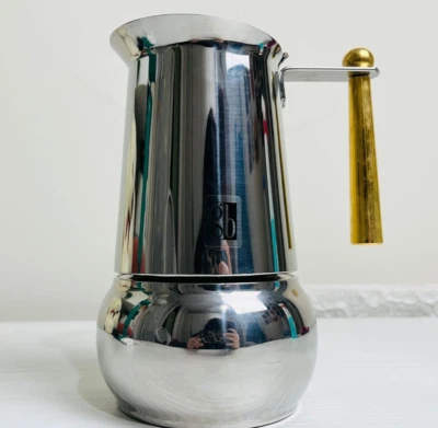 Caffettiera GB Guido Bergna 4/6 tazze Vintage Acciaio Inox 18/10 Made in Italy - Immagine 1 di 4