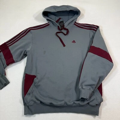 Moletom com capuz Adidas masculino vintage manga listrada M bolsos anos 90 - Imagem 1 de 4