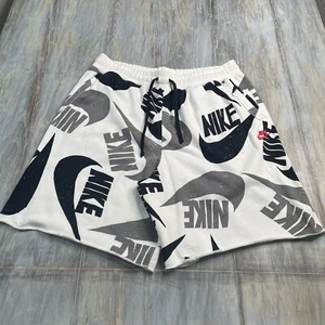 Pantaloncini Nike All Over Stampa Uomo 2XL Bianco Panno Terry Elasticizzato Abbigliamento Sportivo - Foto 1 di 3