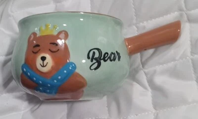 Lindo tazón de sopa de cebolla francesa Kitchen Tour Prince Bear de 4" con mango kitsch para niños Foto 1 de 4