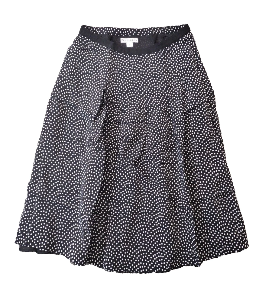 Falda Pendleton negra a lunares 100 % seda vintage para mujer talla 8 hasta la rodilla Foto 1 de 4