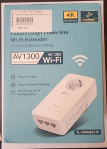 TP-LINK TL-WPA8631P Gigabit Passthrough Powerline ac Wi-Fi Extender v4.0 Plug EU - Afbeelding 1 van 8