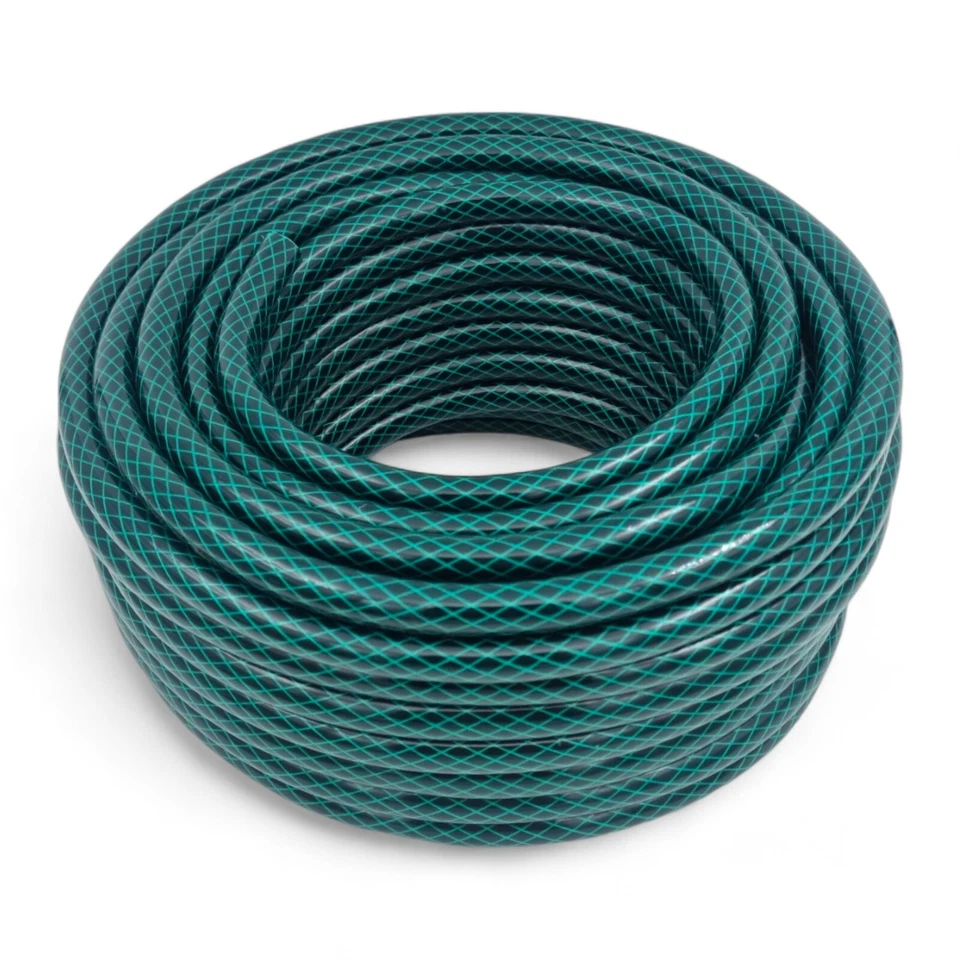 GARDEN HOSE PIPE REEL REINFORCED ANTI-KINK OUTDOOR HOSEPIPE GREEN POND ALL SIZES - Image 1 of 1