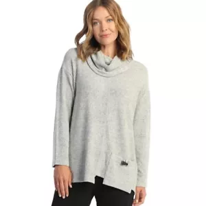 Jess & Jane Size 2X Cowl Neck Tunic Top Heather Gray Long Sleeve Plus NWT - Picture 1 of 10