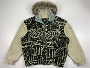 Vintage 90s Millet Aztec Fleece Hooded Zip Jacket Mens Size L - Picture 1 of 7