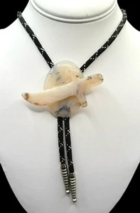 Vintage Bolo Tie Natural Polished Red Carnelian Agate Stone Braided Cord 17 inch - Picture 1 of 5
