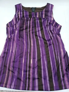Ann Taylor XS Sleeveless Blouse. Purple And Brown. - Picture 1 of 5