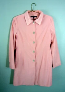 Anne Klein pastel pink shimmer satin trench coat jacket Size Small  - Picture 1 of 6