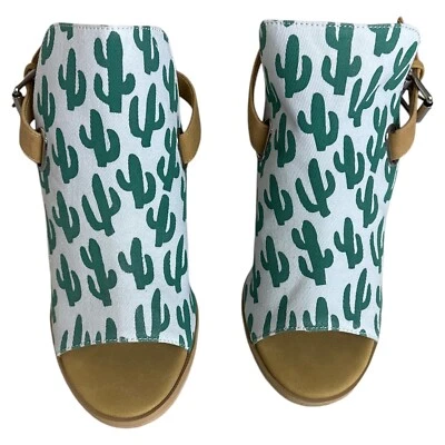 Salto aberto feminino volátil com estampa de cacto novo na caixa selecione o tamanho - Imagem 1 de 4