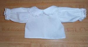 LONG SLEEVED WHITE COTTON BLOUSE LACE PAN COLLAR for 16" CPK Cabbage Patch KidS - Picture 1 of 2
