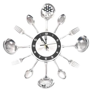 Stylish Kitchen Cutlery Wall Clock Cutlery Kitchen Utensil with Spoons and Forks - Picture 1 of 4