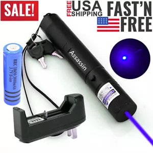 9900Miles Blue Purple Laser Pointer Pen Visible Beam Light 1 mW +Battery+Charger - Picture 1 of 12
