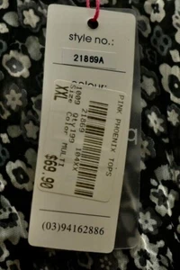 Mujer Azul Flor Rosa Phoenix Top Mangas Alto Bajo Dobladillo Elástico Nuevo Con Etiquetas Geométrico - Imagen 1 de 7