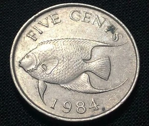 Bermuda 5 Cent 1984. American World Coin. Queen Elizabeth's 2nd Portrait - Picture 1 of 4