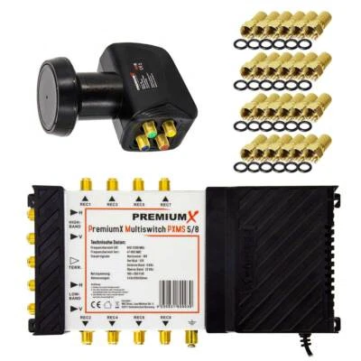 PremiumX Multiswitch 5/8 Multischalter SAT Verteiler mit Quattro LNB LNC LMB 4K - Bild 1 von 4