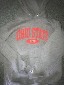 OHIO STATE BUCKEYES Hoodie Sweatshirt Men MEDIUM Grey CHAMPION Felt Logo - Bild 1 von 5