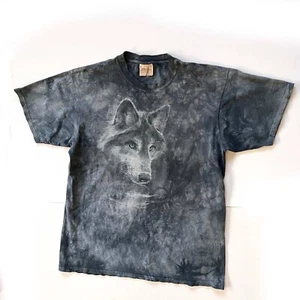 T-shirt The Mountain da uomo tie tie dye grigio lupo camicia made USA da uomo taglia large - Foto 1 di 16