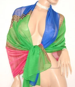 STOLA donna verde blu fucsia giallo foulard maxi coprispalle scialle velo U80X - Foto 1 di 1