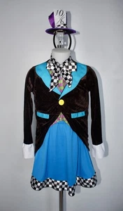Costume Cappellaio Matto Bambina Miss Alice nel Paese delle Meraviglie Vestito Fantasia Età 4 5 6 - Foto 1 di 4