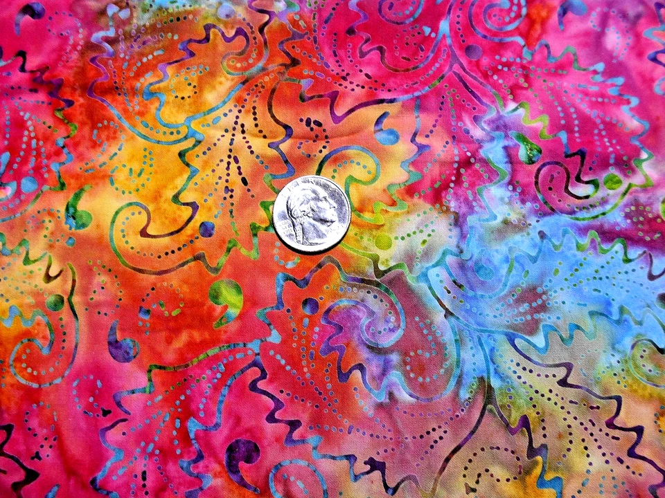 Moda   BATIKS #4034"A RAINBOW OF COLOR LEAVES" BTY - Image 1 of 1