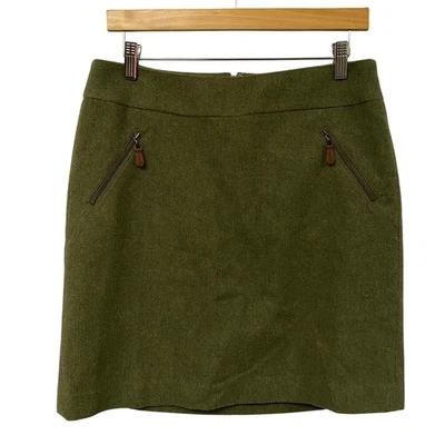 Falda Talbots Petites Verde Oliva Mezcla Lana Bolsillo Cremallera ALine Talla 8P Academia Foto 1 de 4