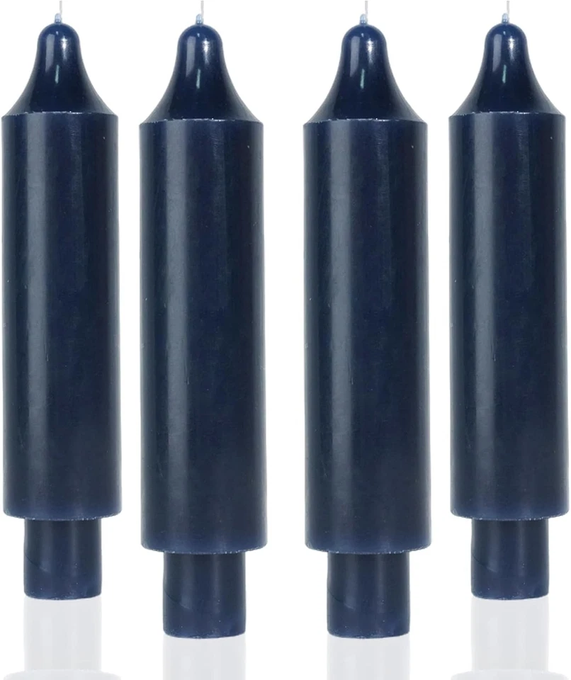 MAITREYA Navy Taper Candle Short Candlesticks Dripless Dinner 6.5"-navy