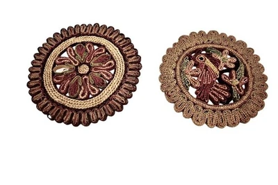Vintage 2  1970's Wicker Straw Woven Trivets 9in & 8in - Image 1 of 4