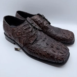 Scarpe uomo Romano esotiche fatte a mano marrone coda di coccodrillo taglia 13 Puro Cuero - Foto 1 di 10