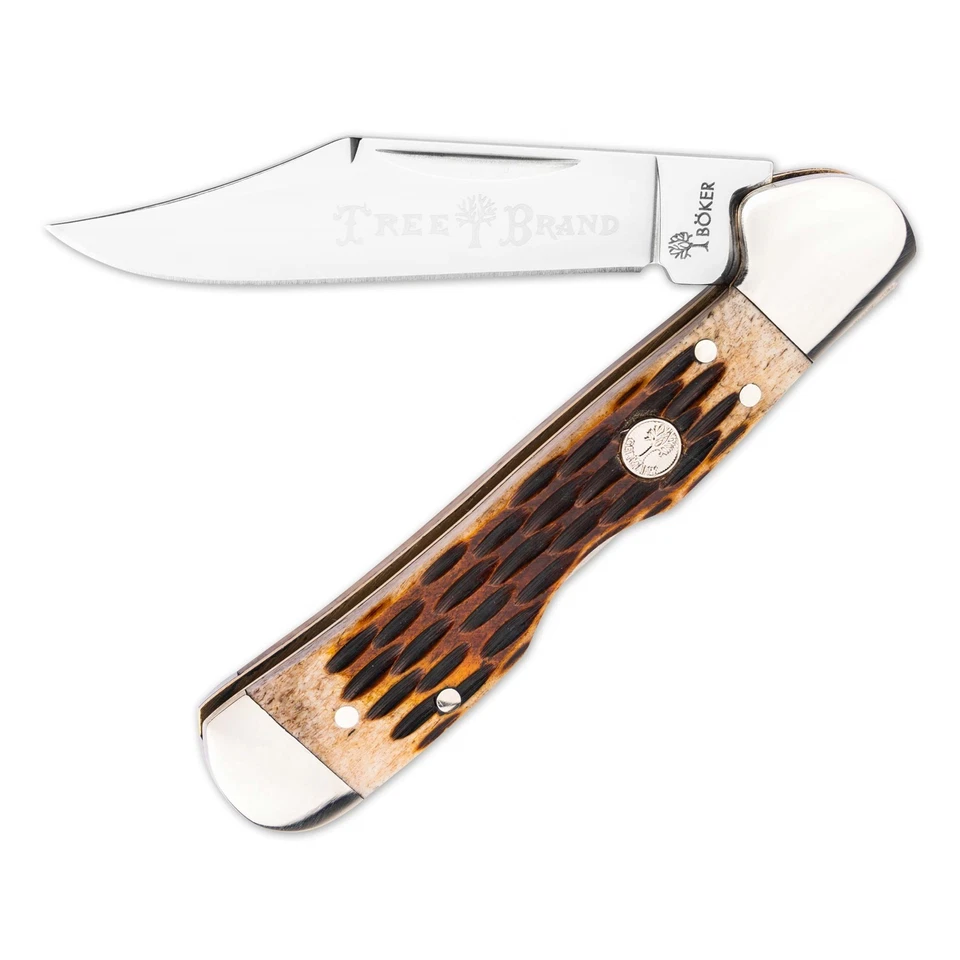 Cuchillo de Bolsillo Clásico BOKER® Treebrand Cabeza de Cobre Espalda Ámbar Hueso Plantillado D2 Marrón Foto 1 de 4