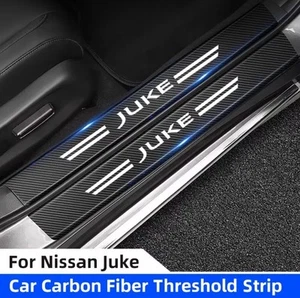4pcs Carbon Fibre Effect Car Door Sill Protective Strips For Nissan Juke - Picture 1 of 6