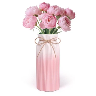 Jarrón con lazo de cerámica rosa degradado, floreros estilo minimalista para el hogar moderno... Foto 1 de 4