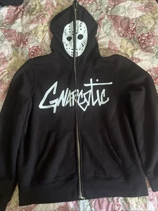Gnartcotic Gang Hoodie Herren 2XL schwarz Jason durchgehender Reißverschluss Gesichtsmaske Schrift limitiert - Bild 1 von 7