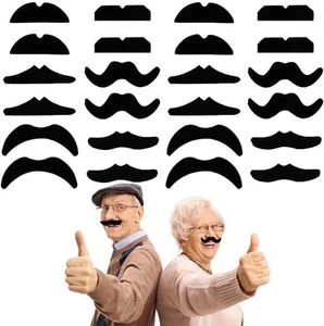 24 Pieces Self Adhesive Mustaches,Novelty Fake Beard,Black Mustache Costume... - Picture 1 of 7