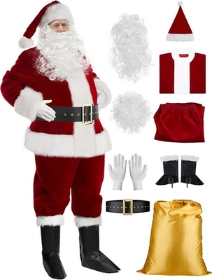 Santa Claus Costume Christmas Santa Costum Adult Deluxe Suit Professional Outfit - Image 1 of 4