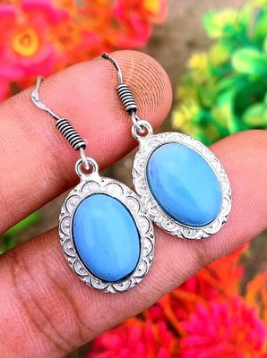 925 Sterling Silver Plated Onyx Earrings Handmade Gemstone Jewelry Gift - Image 1 of 2