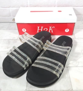 Slider Flip Flops Sandalen H2K Amanda schwarz mit Strass neu im Karton Größe 11 - Bild 1 von 8