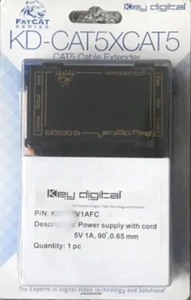 Key Digital FATCAT Series KD-CAT5XCAT5 Cat5 Cable Extender w/ Power Supply NEW - Picture 1 of 3