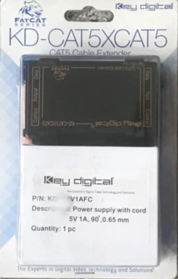 Key Digital FATCAT Series KD-CAT5XCAT5 Cat5 Cable Extender w/ Power Supply NEW - Image 1 of 3