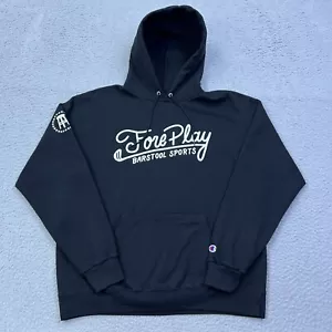 Barstool Sports Fore Play Hoodie Mens L Black Golf Pullover Champion Sweatshirt - Picture 1 of 9