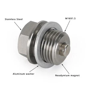 M16X1.5MM Stainless Steel Car Oil Drain Plug with Neodymium Magnet Universal U8 - Picture 1 of 9