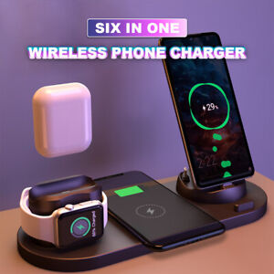 6in1 Wireless Charger Dock Charging Stand For iWatch iPhone 12 Pro 11 XS 8 AU