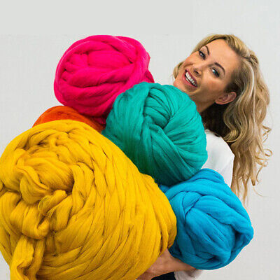 Bulky Wool Yarn Chunky Arm Knitting Super Soft Giant Ball Roving Crocheting DIY • 7.13€