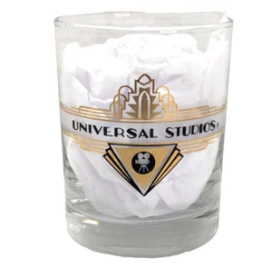 Vintage Universal Studios Gold Trimmed Logo Lowball Glass 12 oz Fluid Ounces - Picture 1 of 11