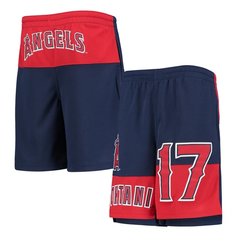 Youth Shohei Ohtani Navy Los Angeles Angels Pandemonium Name & Number Shorts Cover