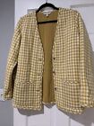 Women?S Garnet Hill Organic Check Quilted Gauze Cotton Long Sleeve Jacket Size S