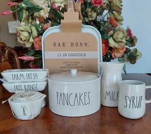Rae Dunn L/L "PANCAKES", Syrup,Farm Fresh Eggs,Griddle,Milk, VHTF Measuring Cups - Picture 1 of 11
