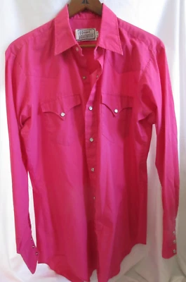 H Bar C California Ranchwear Para Hombres Rosa Ligero Western Botón a Presión 16/34 Usado en Excelente Condición Foto 1 de 4