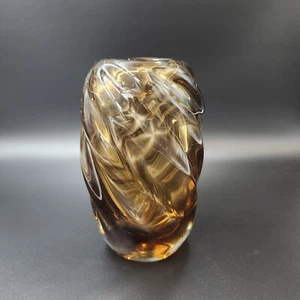 Czech Art Glass Vase Skrdlovice Andromeda By Jaroslav Beranek Style Amber Twist - Picture 1 of 12