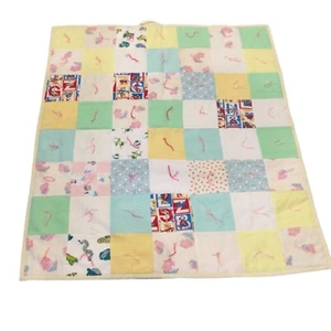 Handarbeit Babydecke Flanell gebunden Rücken Babydecke weich bunt - Bild 1 von 2