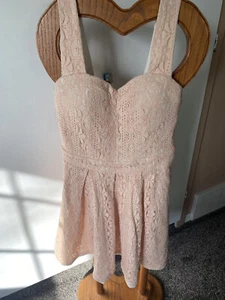 XTAREN Blush Lace Lined Size Small Back Zipped Cocktail Short Dress - Picture 1 of 12
